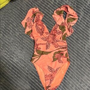 Hutch NWT Floral Ruffle Sleeve Swimsuit xsmall